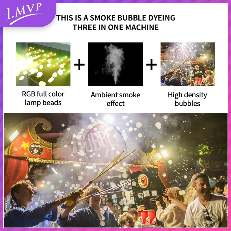 4 Wheel 3000W DMX Remote Control RGB LED Fog Smoke Bubble Machine for Wedding Stage Party dj Bar Club