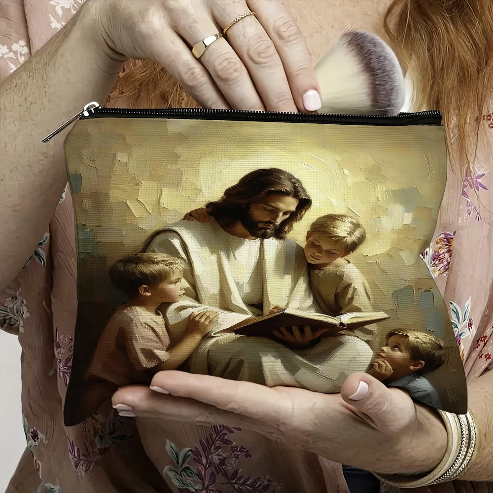 

Jesus Nature Divine Love Scene Sacred Child Spiritual Journey Gentle Light Christ Women Cosmetic Pouch Daily Travel Makeup Bag