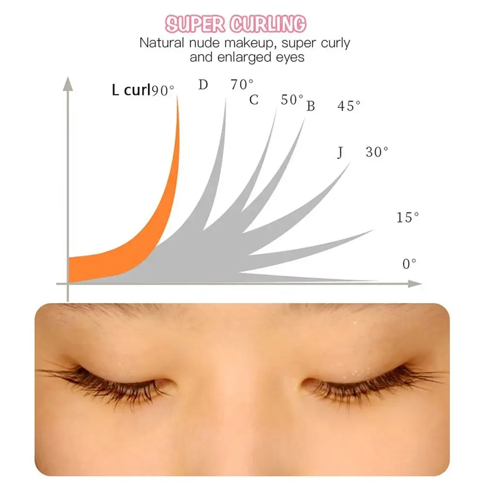 3D L 컬 인조 속눈썹, 눈 꼬리 연장, 풀 스트립 고양이 눈 가짜 속눈썹, 투명 스템 위스피 인조 밍크 속눈썹, 5 쌍