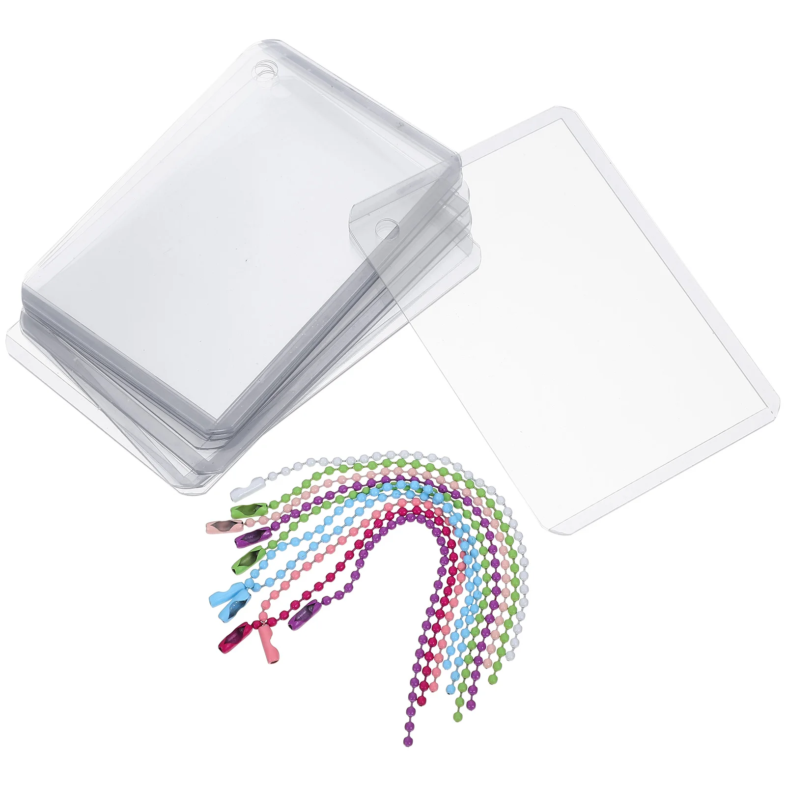 

10 Sets Card Photocard Holder With Chain Protectors Clear Plastic Sleeves Protective Hard Case Holder With Chain