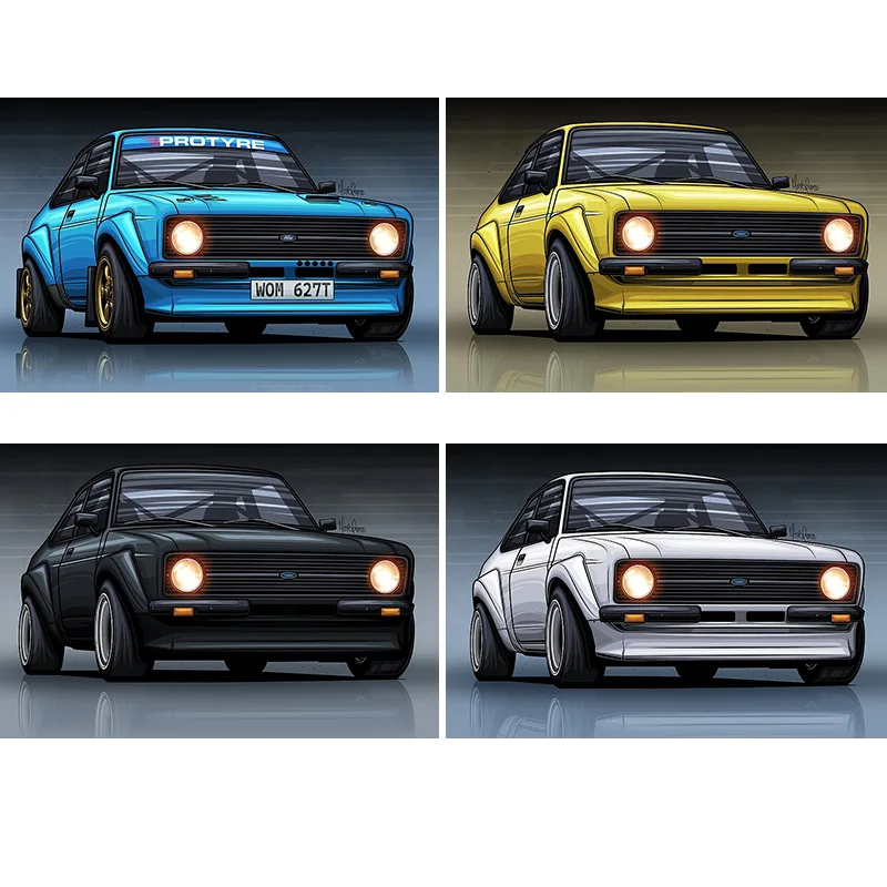 

Escort RS2000 MK2 Rothmans Rally Car Multicolor Poster Metal Sign Posters Garage Custom Home Decor Room Decoration Wall Decor