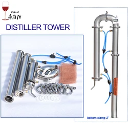 Tube distillation tower 1.5'' 2'' Distilling Column with Bottom Clamp Moonshine distiller brewing equipment with copper mesh