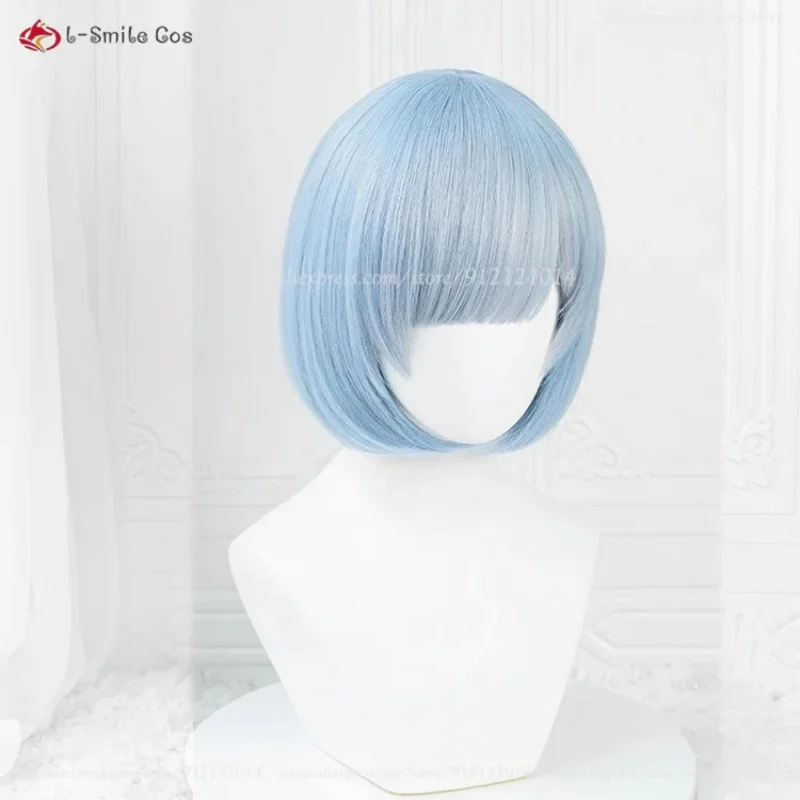 Rem/Ram คอสเพลย์วิกผม 30 ซม.สีฟ้า/สีชมพูวิกผมคอสเพลย์อะนิเมะคอสเพลย์วิกผมสังเคราะห์ทนความร้อนผมฮาโลวีน + หมวกวิกผม