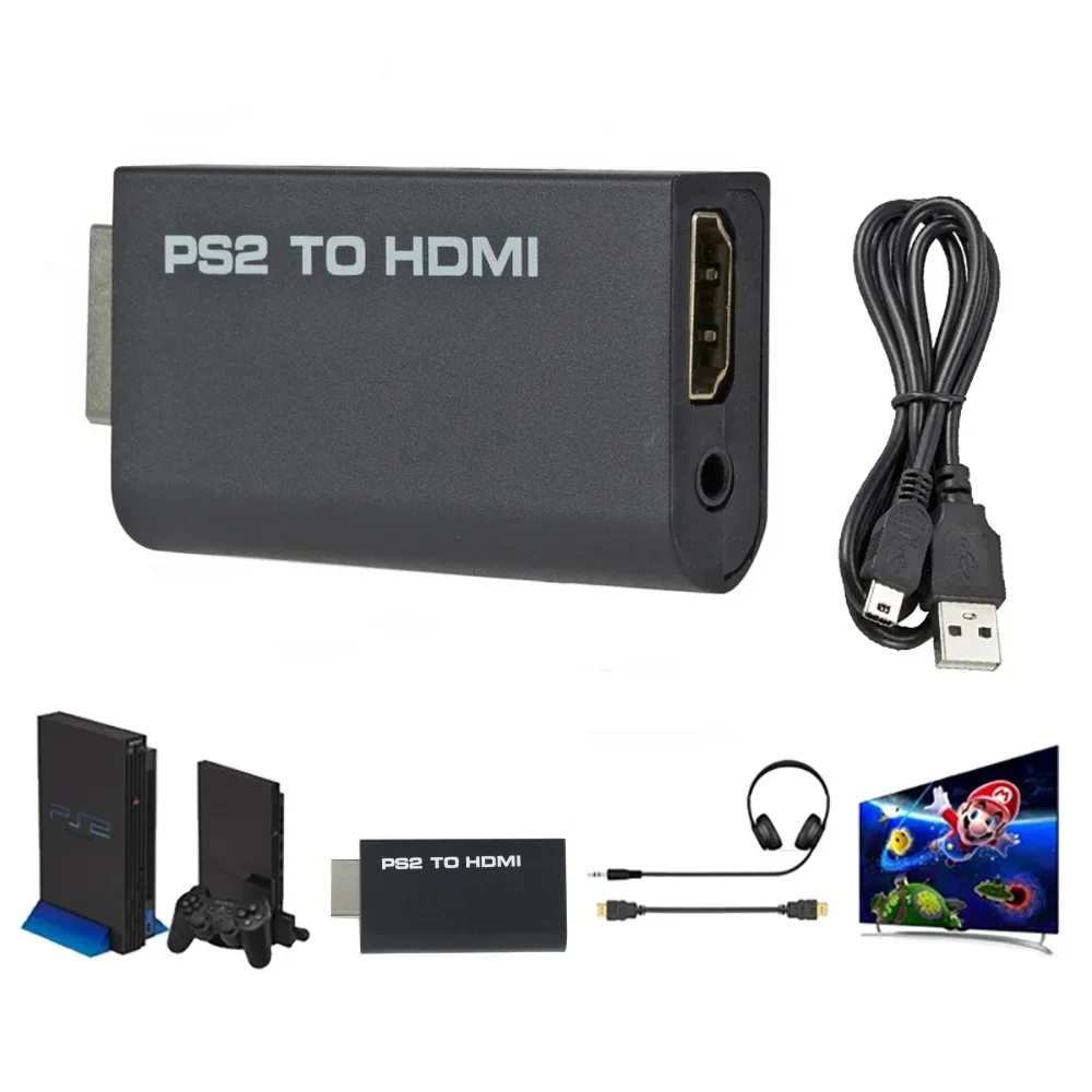 Für PS2 zu HDMI-kompatibel Konverter Adapter 480i/480p/576i Audio Video Mit 3,5mm Audio kabel Unterstützt PC Alle PS2 Anzeige Modi