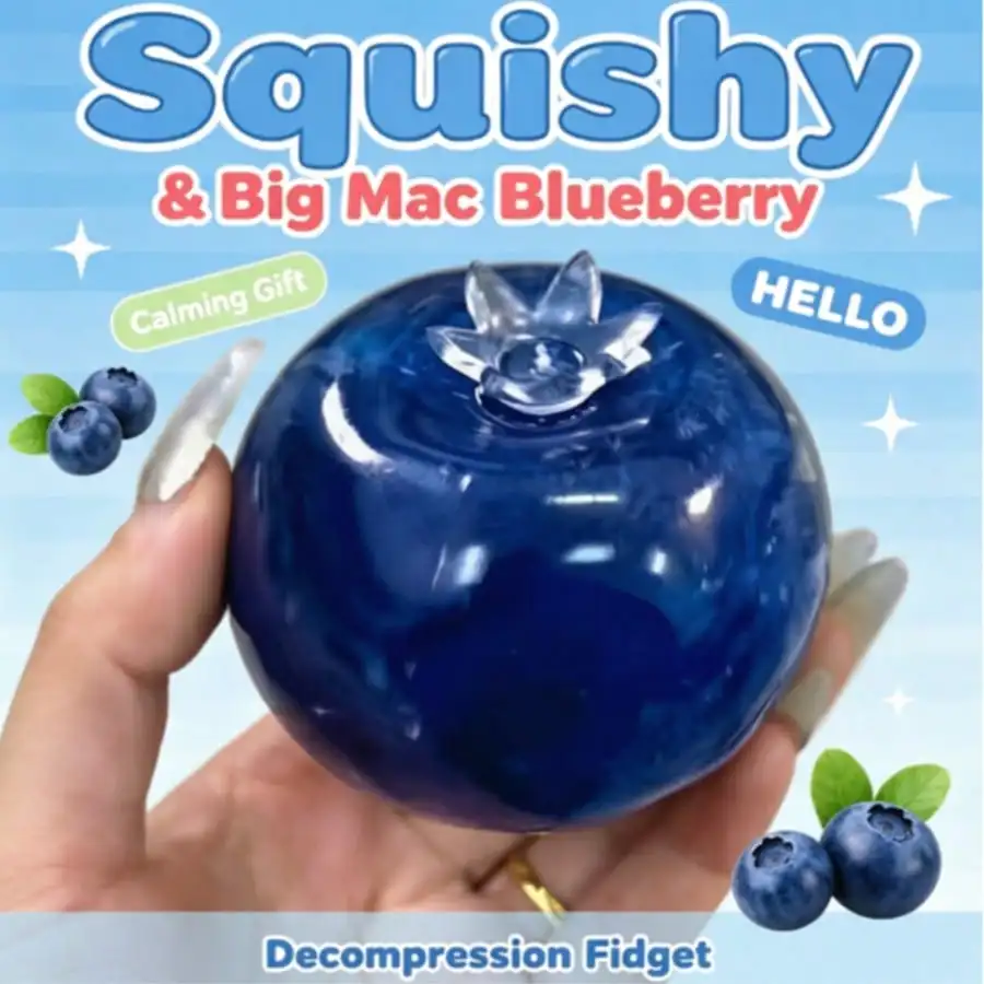 1Pc Giant Blueberry Jelly‑Texture Squishy Toy Slow‑Rising Squeeze Fidget Stress‑Relief Desk Decor Novelty Gift for Birthday Easter Halloween Christmas Party Teens Adults Women