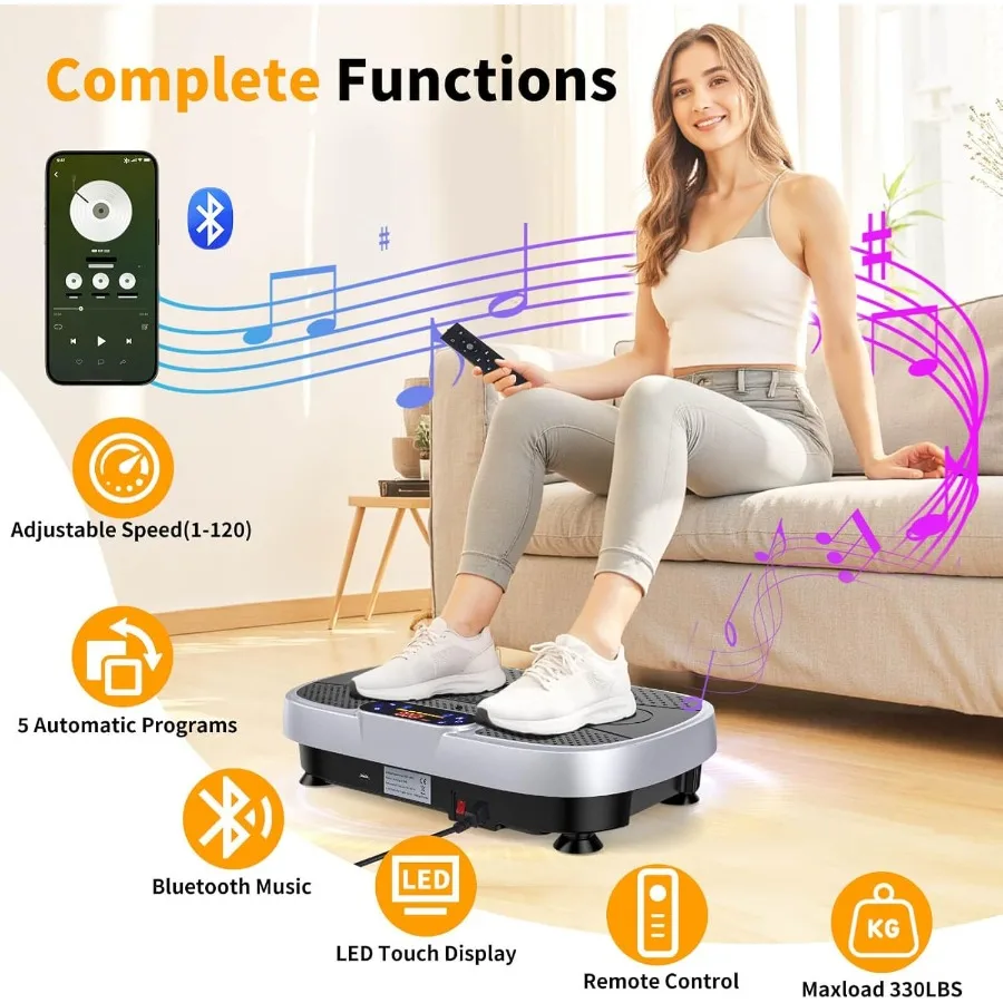 آلة تمرين لوحة الاهتزاز مع اتصال بلوتوث للتصريف اللمفاوي وفقدان الوزن بالكامل للياقة البدنية المثالية Pla
