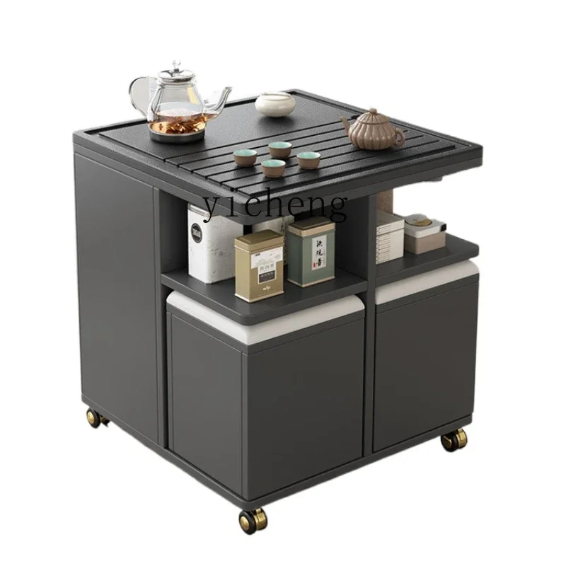 

ZC movable tea table fire stone coffee table smart living room multi-functional storage Kung Fu tea cart