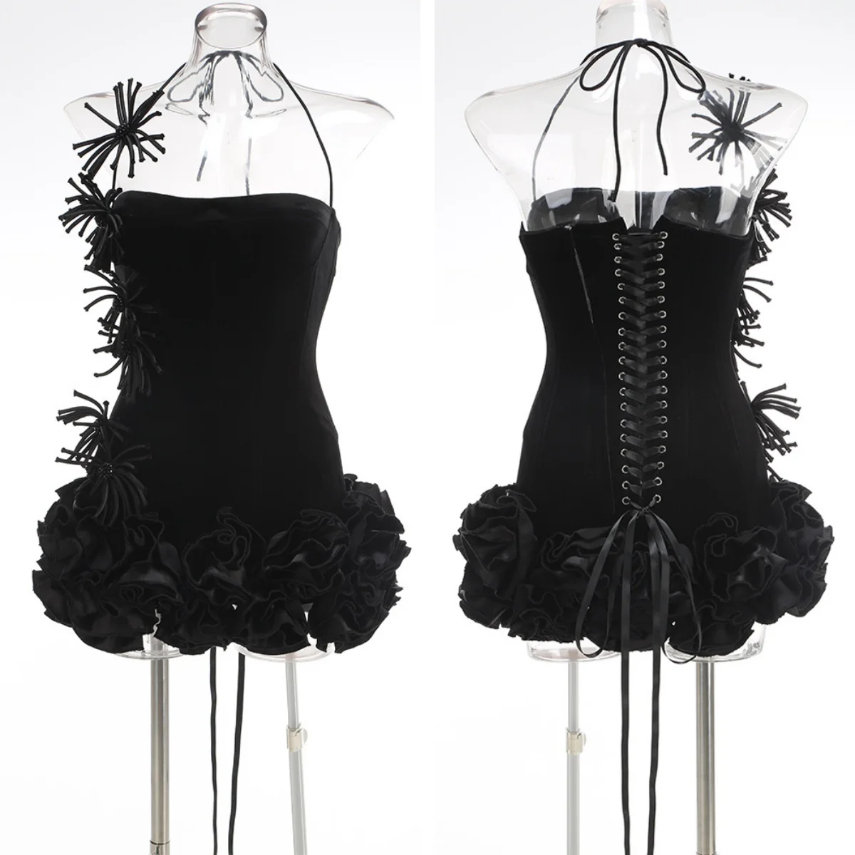 VC Chic Halter Sleeveless Style Corset Mini Dress with Unique Embellishments for a Special Night Out Evening Gown - Image 5