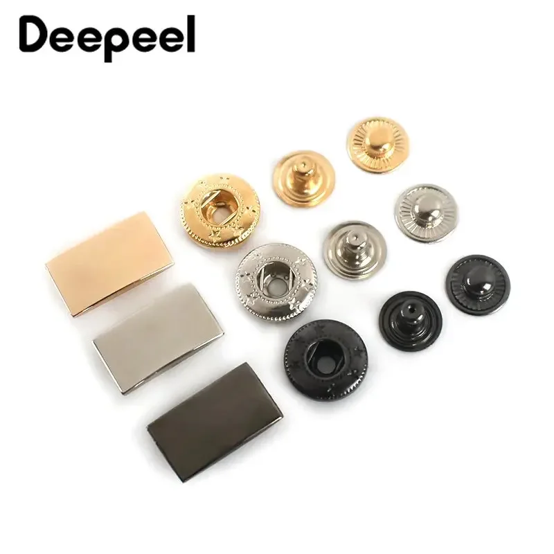 

10/20Sets Metal Rectangle Snap Buttons Press Studs Fastener Buckle for Clothes Down Coat Garment DIY Crafts Sewing Accessories