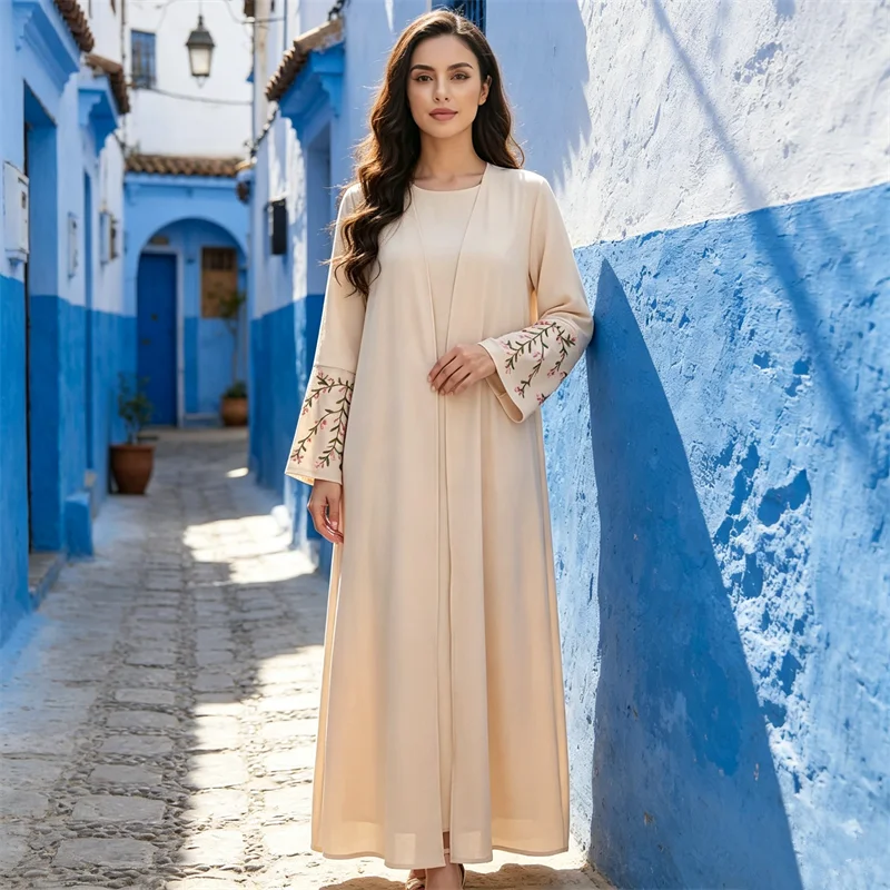 

Eid Ramadan Embroidery Open Abaya Dubai Kaftan Women Muslim Dress Kebaya Islam Kimono Cardigan Turkey Caftan Femme Robe Jalabiya