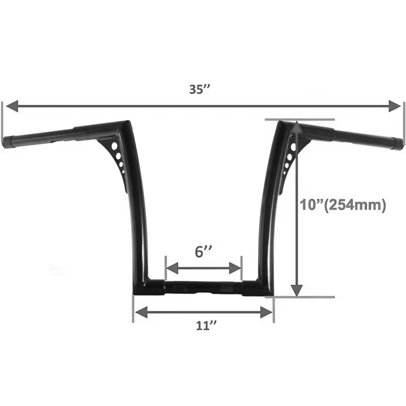 Gloss black 10'' Rise 1-1/4'' Bat wing Ape Hangers Handlebar Compatible for Harley Softail FLST FXST Sportster XL 883 1200