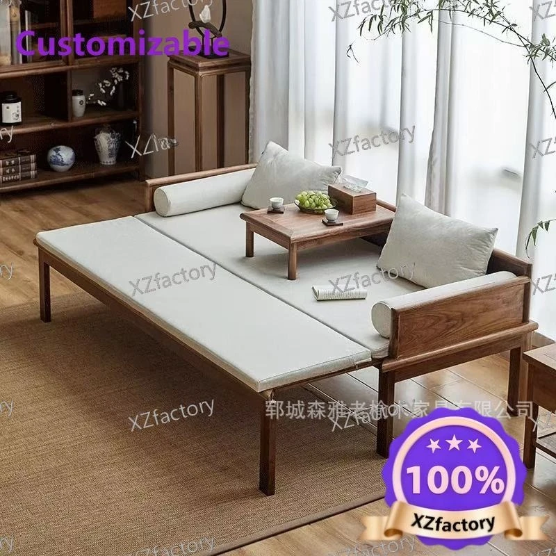 Factory Direct 2026 Top Rated New Chinese Arhat Bed Push-pull Bed Homestay Solid Wood Sofa Bed