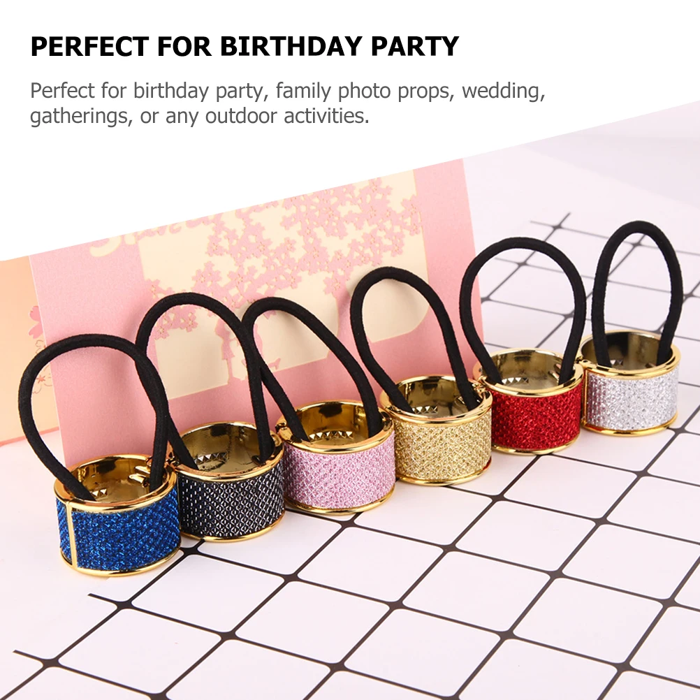 

6pcs Rose Accessories Women Elastic Ties Ponytail Wrap Ponytail Holders Girls Girls Hair Ties Cuffs Decorative Alloy B
