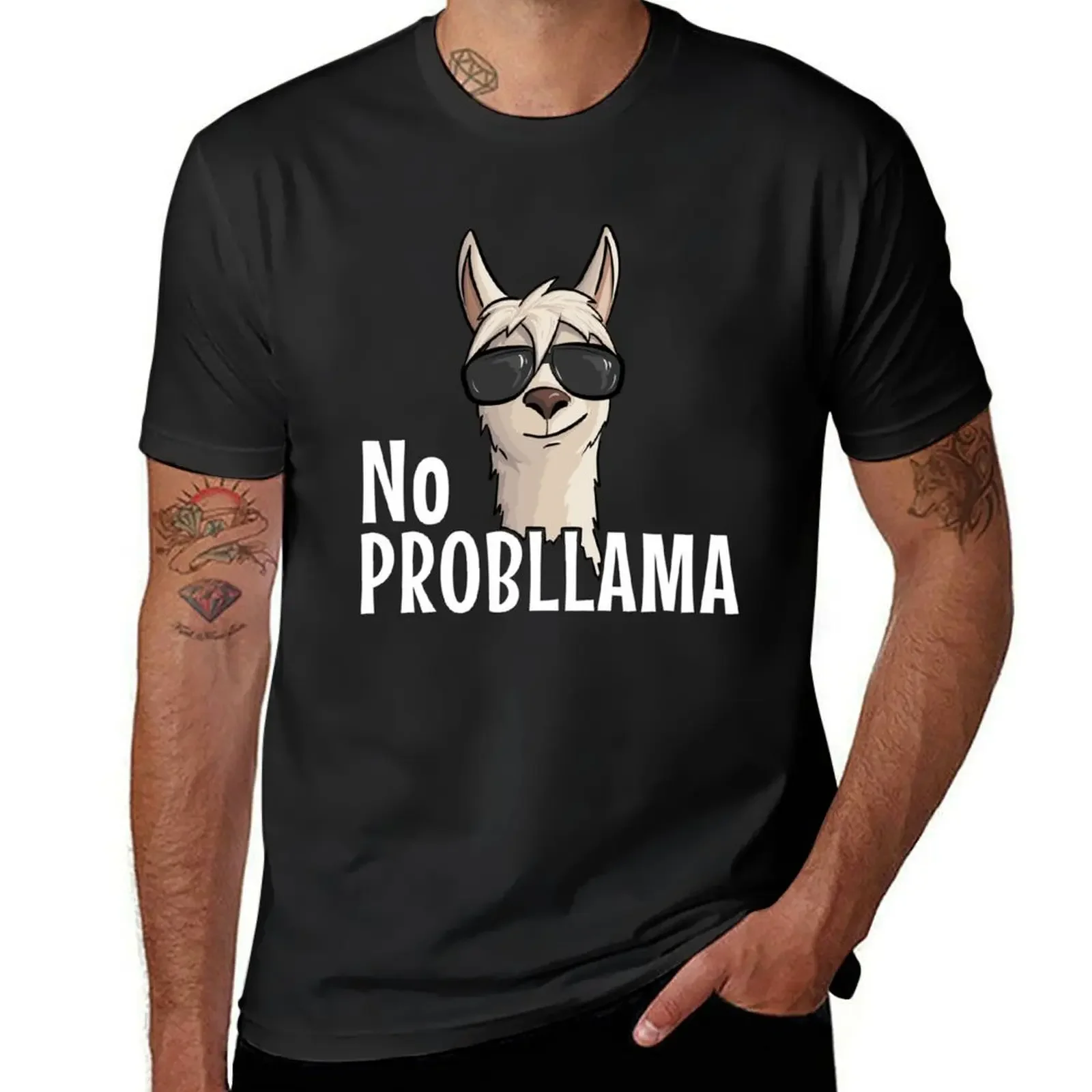 No ProbLLama Hipster LlamaWith New Age SunGlasses Gift T-Shirt rapper graphic tees blacks quick drying compression shirt men