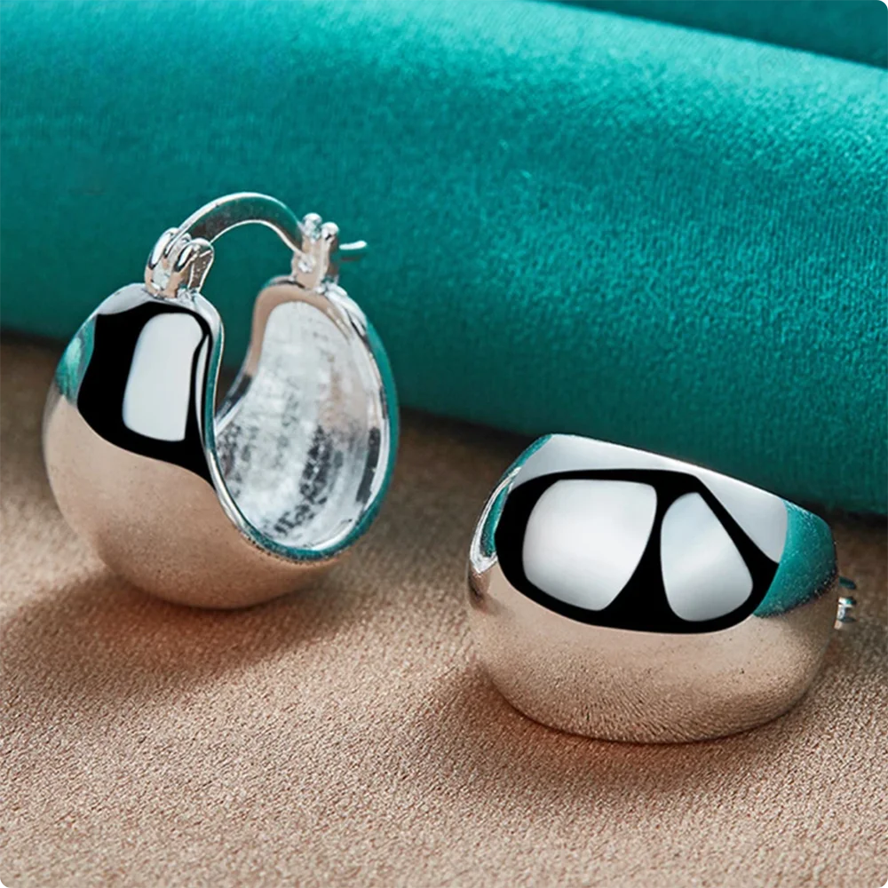 

Роскошные серьги из стерлингового серебра S925, 20 мм, тонкие глянцевые круглые серьги для женщин, модные свадебные подарки, аксессуары, рождественские украшения