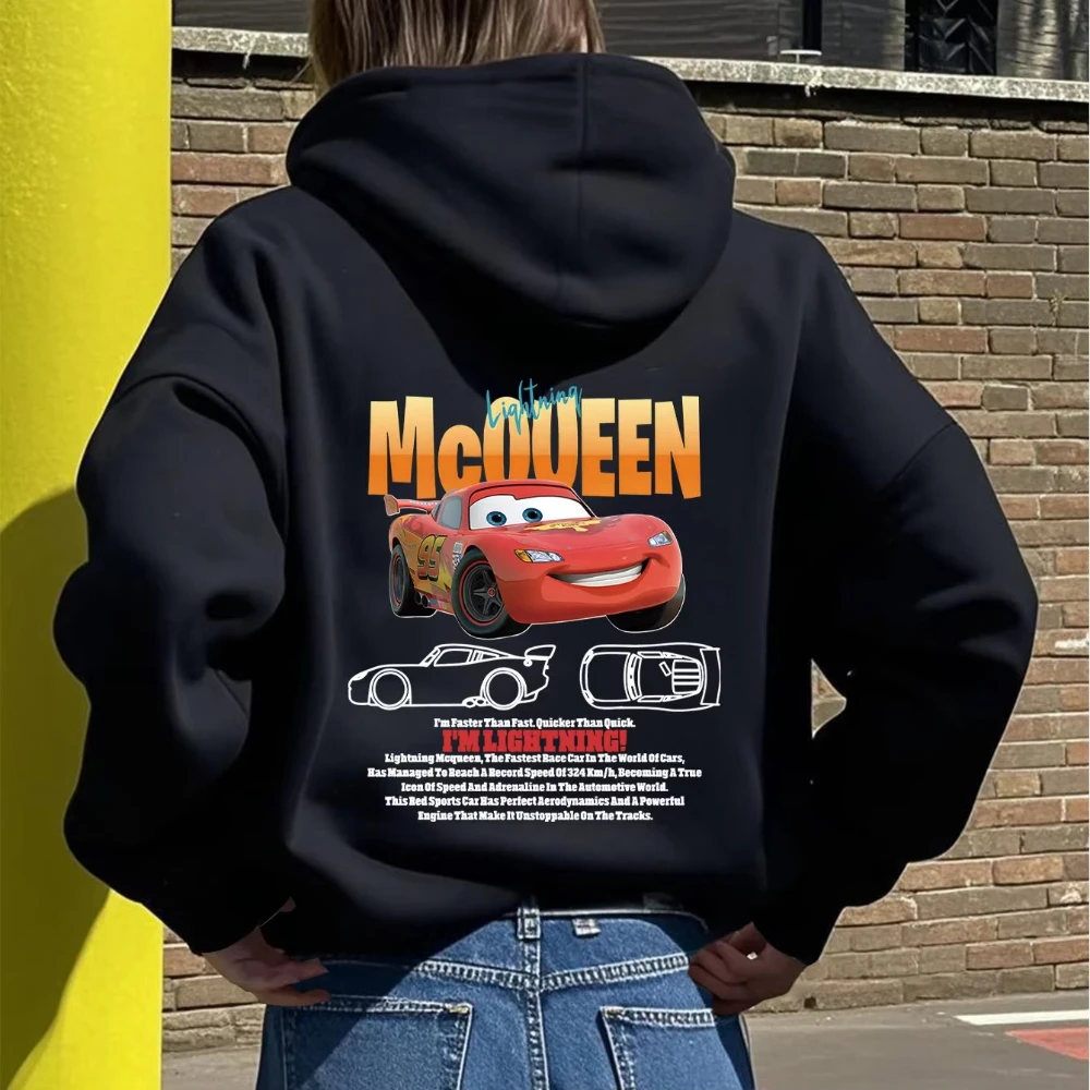 Disney Lightning McQueen Women Hoodies Officially Licensed Cartoon Design Casual Winter Pullover with I'm Lightning McQueen Text