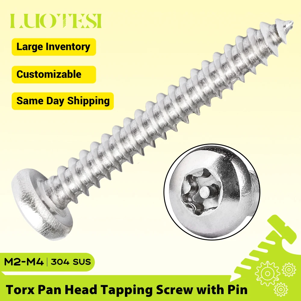 Six Lobe Round Head Self-Tapping Screw Anti-theft Tamper Proof Stainless Steel M2 M3 M4 M5 M6 Torx Pan Head Wood Screws with Pin