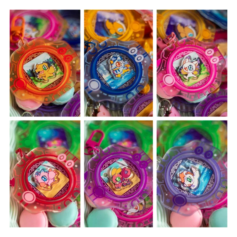 Palmon Patamon Acrylic shaker Keychain Gomamon Biyomon Tentomon Character Shakable Bag Charm Portable Key Pendant Gift for Fans