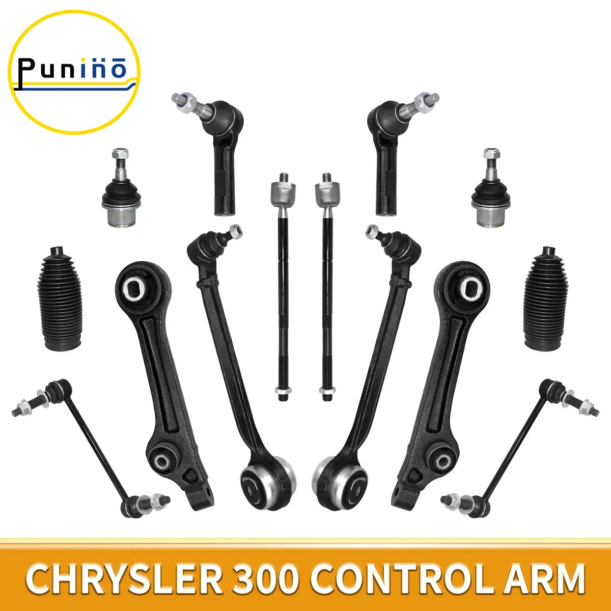 Punino 14pcs Front Lower Control Arm Tie Rod Sway Bar Kits for Chrysler 300 Dodge Challenger Charger RWD 2011 2012 - 2018 2019