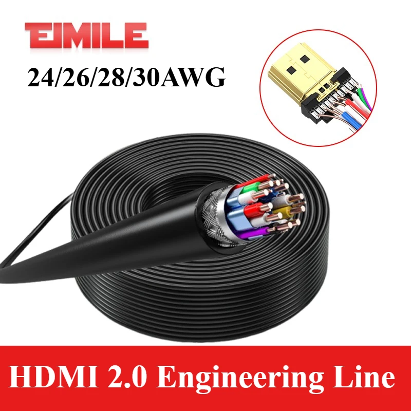 For HDMI Loose Wire Version 2.0 4K HD Line HDMI2.0 Engineering Line Embedded Through Wiring DIY Welding DB 19 Core Copper Cable