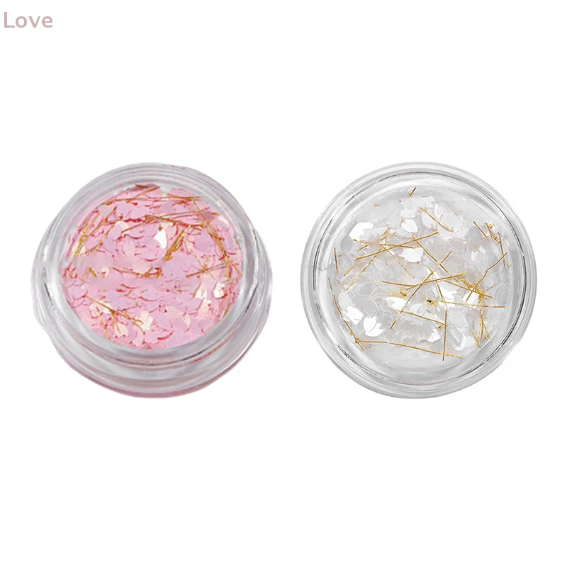 1 scatola Sakura Petalo di fiore Fascino per unghie 3D Fiori di ciliegio Fette Perline in acciaio dorato Decorazione per unghie Primavera Manicure Paillettes