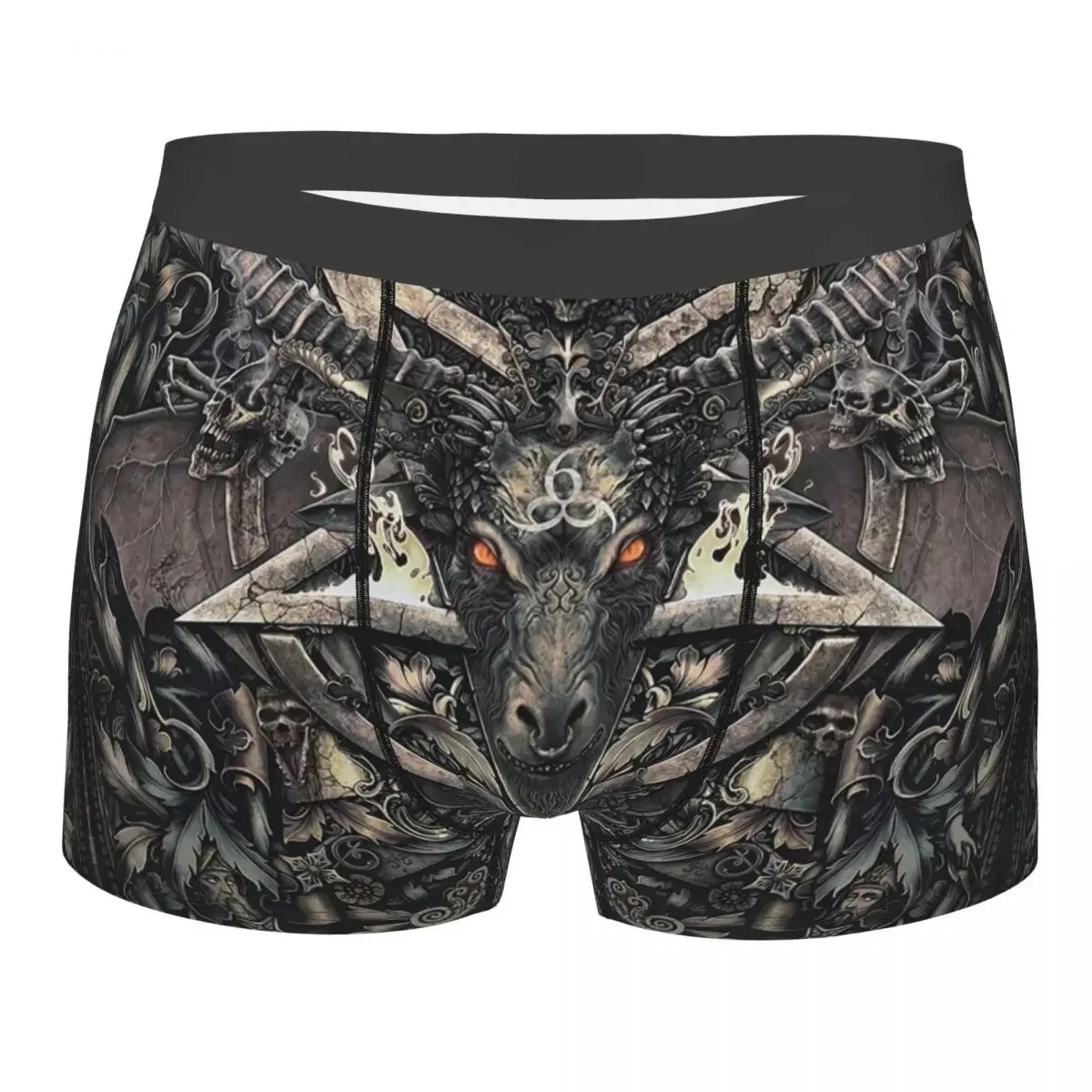 Male Fashion Devil Satan Goat Underwear Baphomet Lucifer Occult Magic Boxer Briefs Soft Shorts Panties Underpants