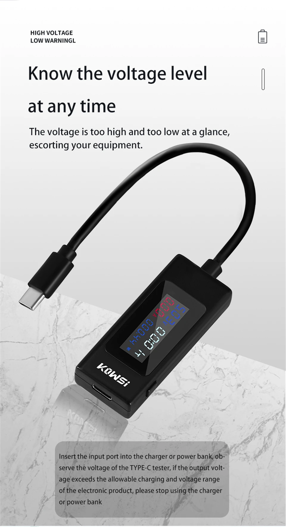 Typ-C Tester 4-30V 6,5A Spannungs- und Strommessgerät Farbbildschirm Zwei-Wege-Test Amperemeter Anzeige Powerbank-Ladegerät-Detektor – Detail 6