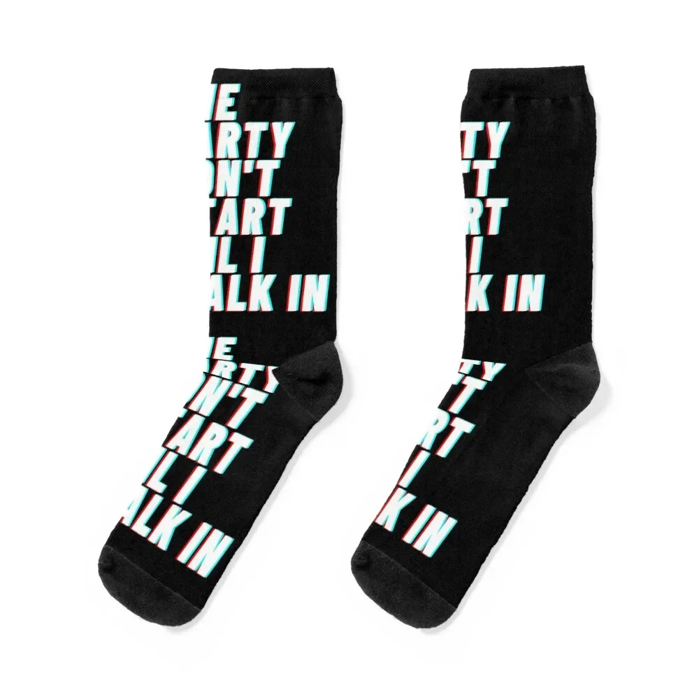 The Party Dont Start Til I Walk In Kesha Party Themed Art Print. Socks Stockings compression happy Socks Women's Men's