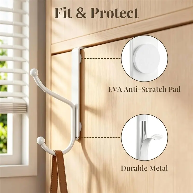 AB41-2Pcs Over Door Hook Door Hanger Heavy Duty Door Hanger Coat Hook view 3