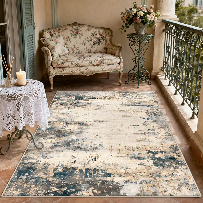 Outdoor Camping Easy Carry Carpet Light Luxury Decoration Balcony Sofa Washable Rug Modern Abstract Bedroom Non-slip Foot Mat