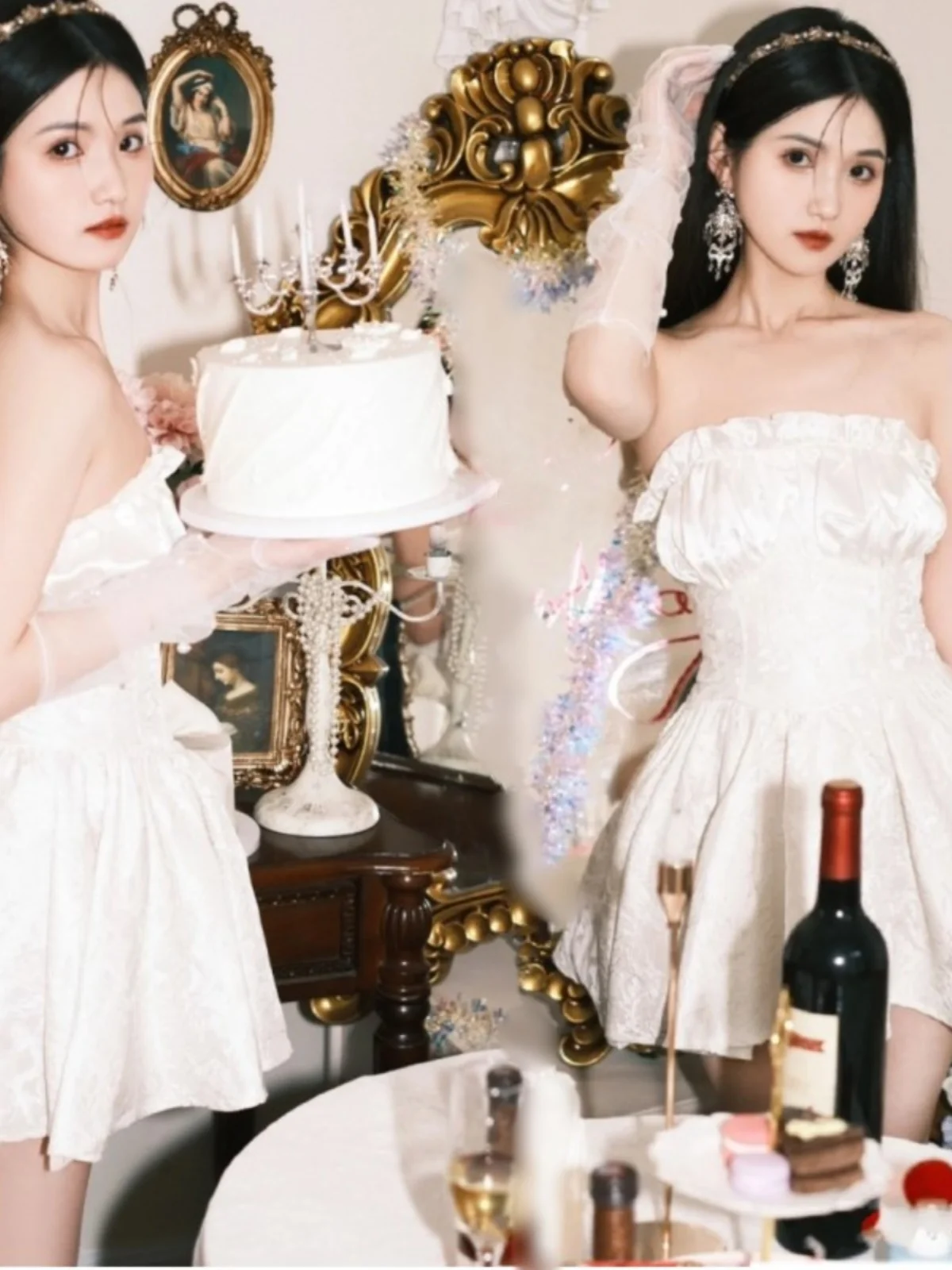 

Birthday Theme Photography Studio Shoots Style Off-Shoulder Dress Atmosphere Girl Photography Artwork Teenage Fashion