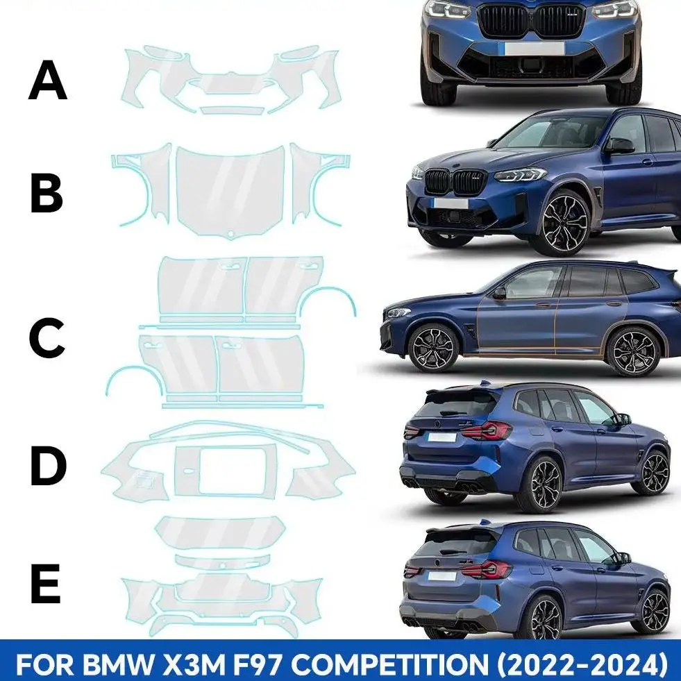 For BMW X3M F97 Competition 2022-2024 9Mil TPU Pre-cut PPF Paint Protective Film Custom Anti Scratch Self-Healing Transparent
