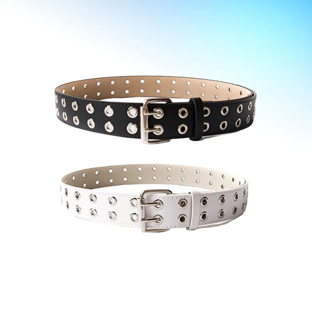 2 stuks dubbele gesp riem verstelbaar luchtgat stijlvolle casual jeans riem zwart wit geschikt voor mannen vrouwen