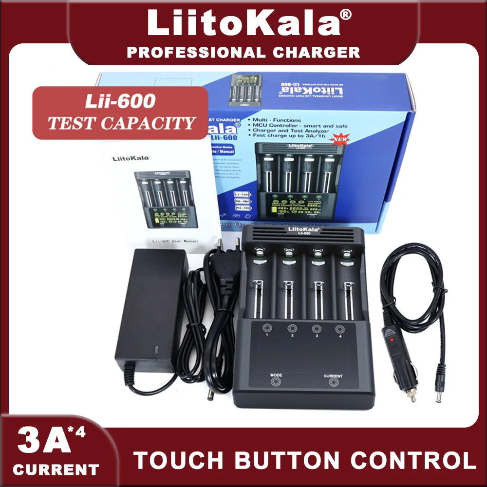 LiitoKala Lii-600 Lii-S8  Battery Charger For Li-ion 3.7V and NiMH 1.2V Battery Suitable for 18650 26650 21700 26700 18350