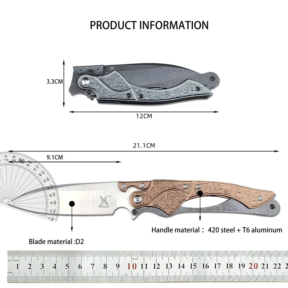 NEW Tactical Combat Folding Pocket Knife D2 Blade 420 Steel +T6 Aluminum Handle Outdoor Camping Hunting Knives Rescue EDC Tools