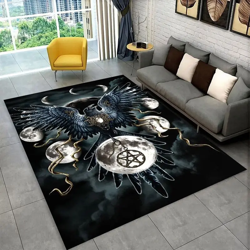 Viking Totem Nordic Rune Valhalla Vegvisir Odin Large Area Rug Non-slip Carpet for Bedroom Living Room Sofa Doormat Floor Mat