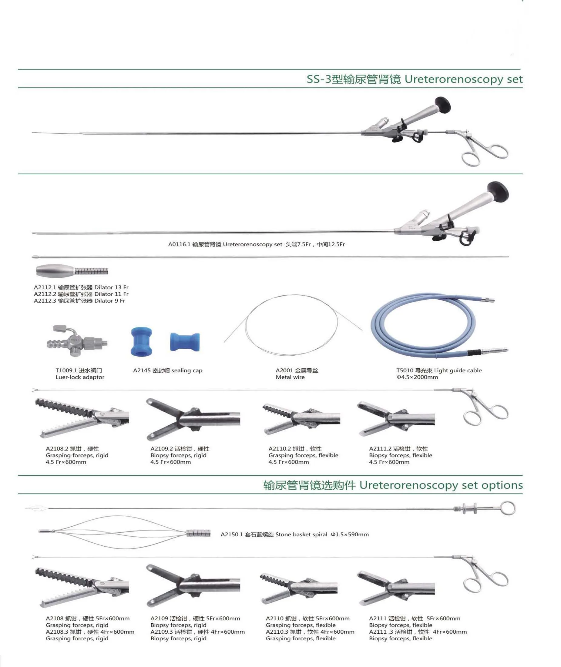 Medical Surgical Urology Instrument Reusable Rigid Ureterorenoscopy set