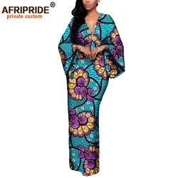 African Dresses for Women Maxi Dress AFRIPRIDE Flare Sleeve V-neck Font and Back Ankle-length African Cotton Dress A7225107