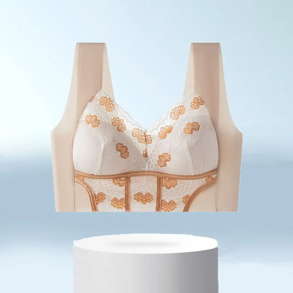 Fashion Close-fitting Wireless Deep V Bra Shockproof Big Cup Push Up Underwear Lingerie Anti-sagging Seamless Lace Bras Girls