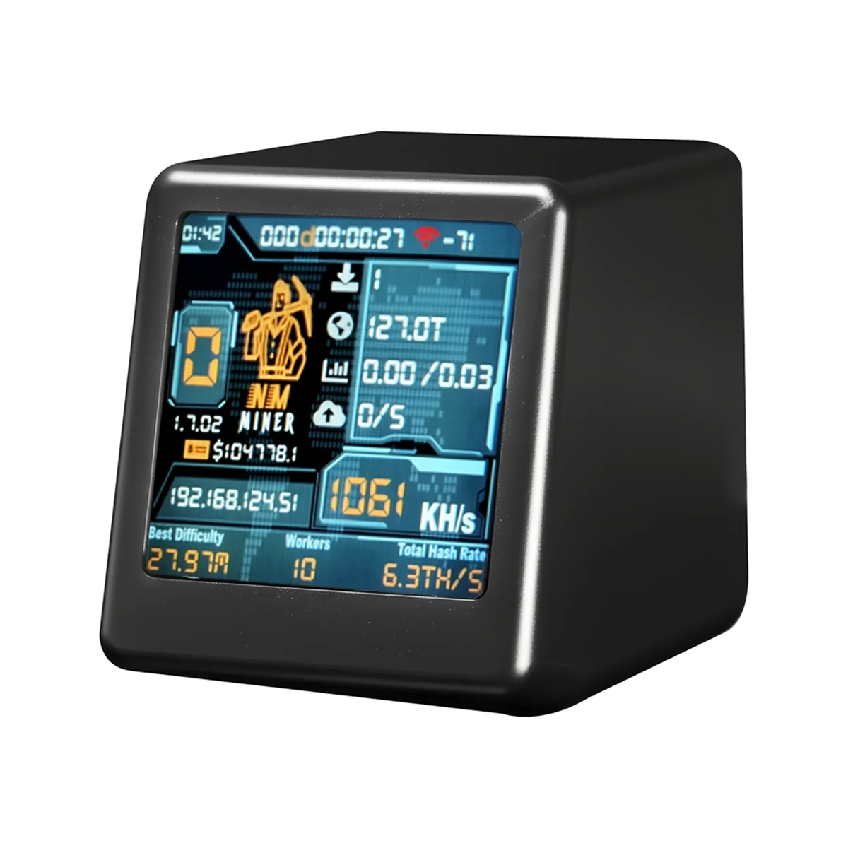 2025+NM TV NMMiner تلفزيون ذكي 1060KH/S Hashrate Nerdminer V2 ESP32 BTC منفرد اليانصيب مينر وهدية ذكية ساعة سطح المكتب المنزلية باللون الأسود
