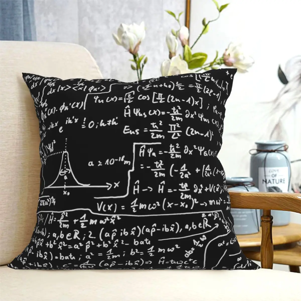Quantum Physics Formula Square Pillowcase Cushion Cover Pillow Case Throw Pillow Cover for Home Bedroom Car