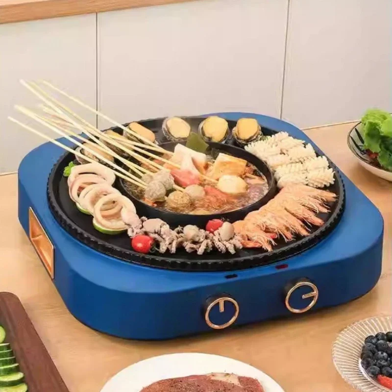 Korean Hot Pot Grill Household Grill Pan Multifunctional Barbecue Pot BBQ Electric Smokeless Grelha Churrasco