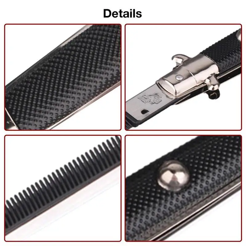 Spring Comb Folding Pocket Comb for Men Foldable Oil Hair Styling Brush Fake Knives Shaped Comb Party Prank Toy