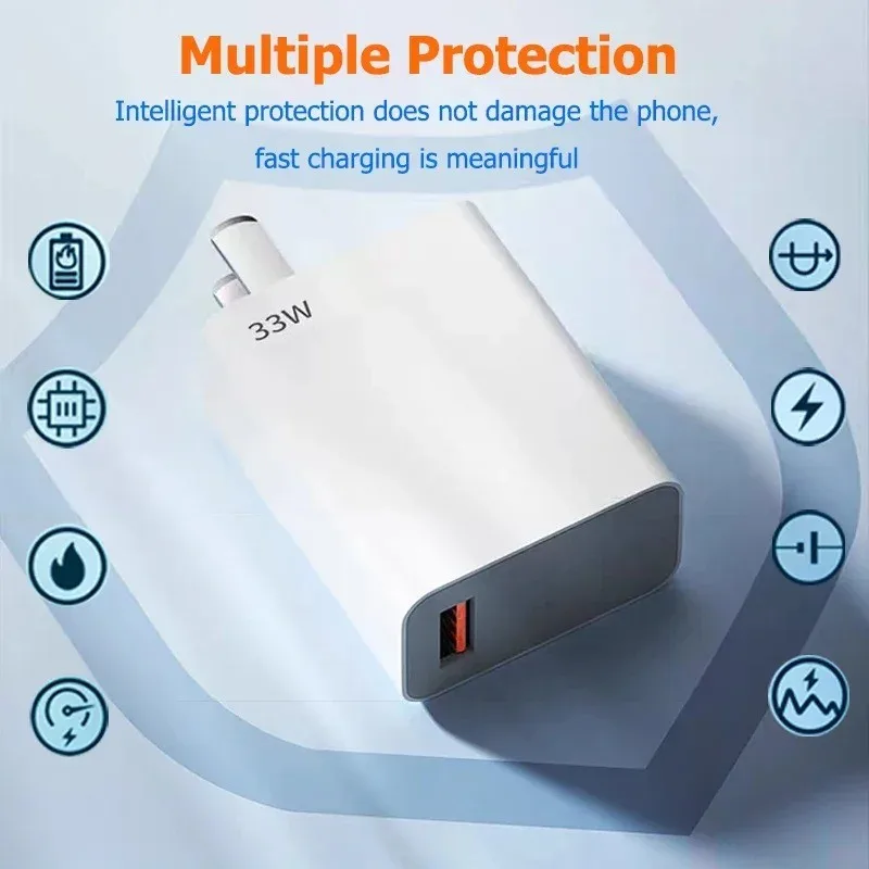 33W USB Charger Quick Charge 3.0 Phone Adapter For iPhone 15 Huawei Samsung Xiaomi Oneplus EU/US Plug Mobile Phone Wall Charger