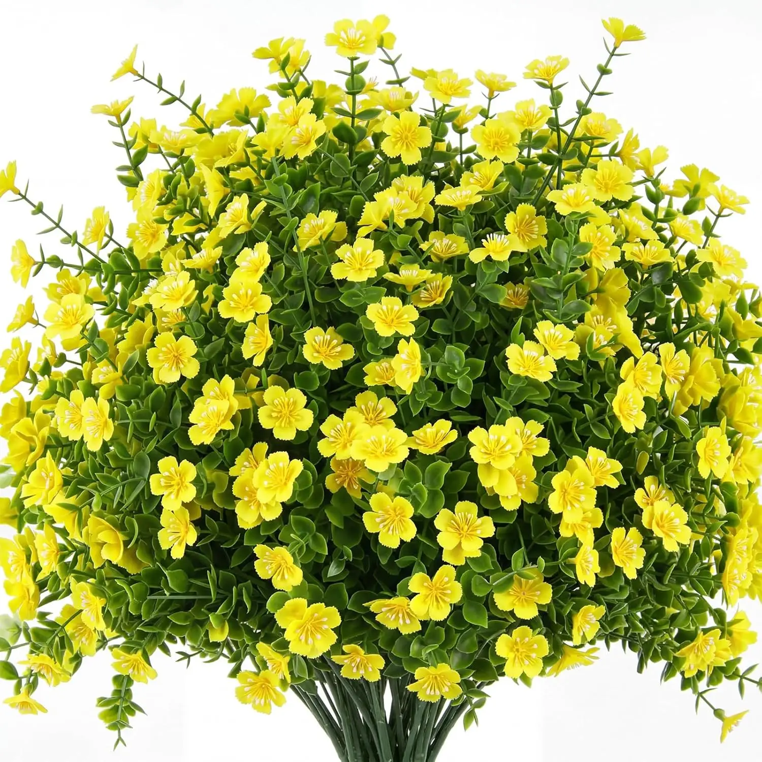 

24 Pack Artificial Flowers Outdoor UV Resistant, Yellow Realistic Fake Flowers, Weatherproof Plastic Faux Flower for Out