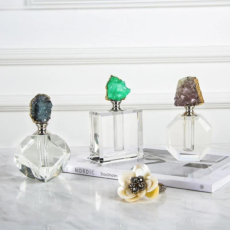 Electroplating light luxury agate perfume bottle home hotel fashion crystal handicrafts model room jewelry ornament