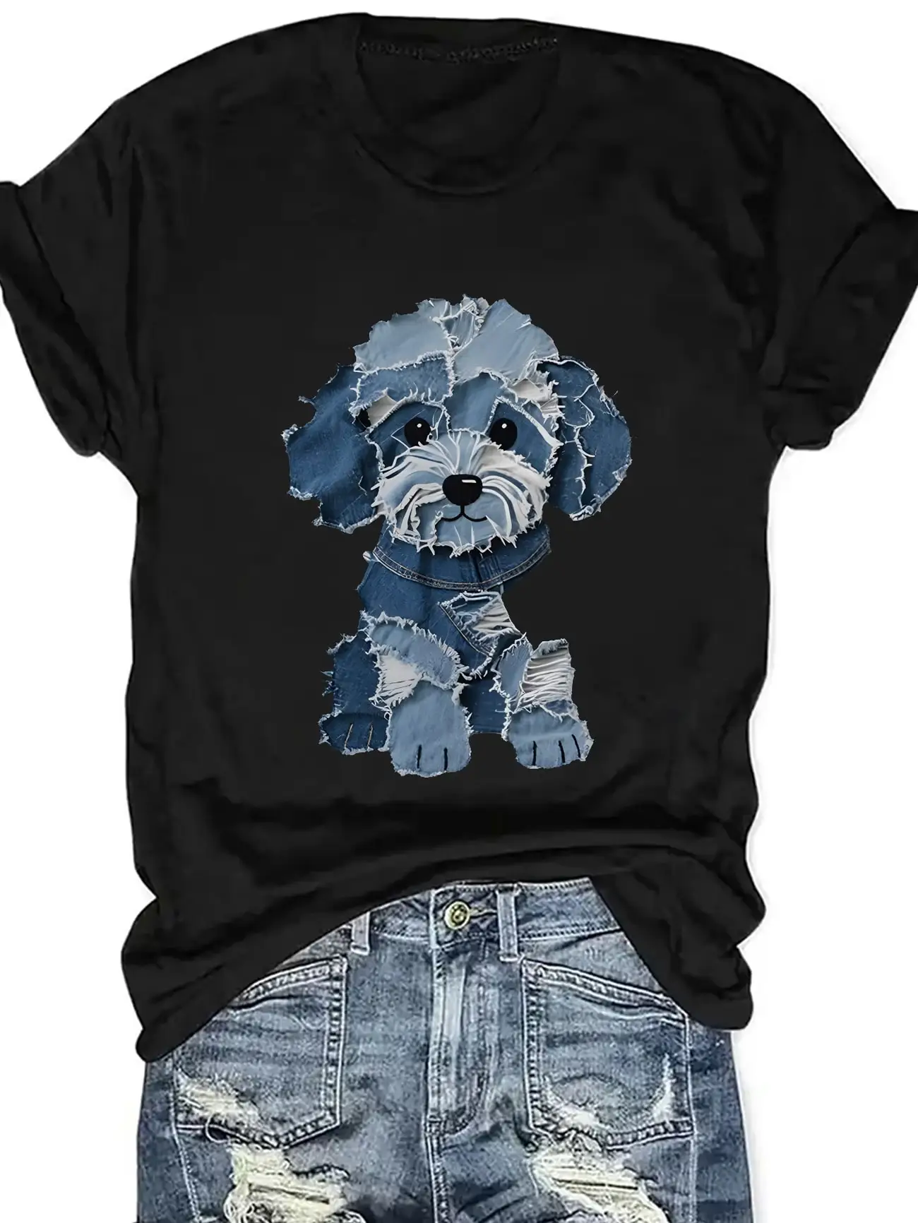

Женская футболка больших размеров с коротким рукавом Blue Dog With Name Tag, незаменимая вещь для весны и лета, летняя одежда, женская одежда