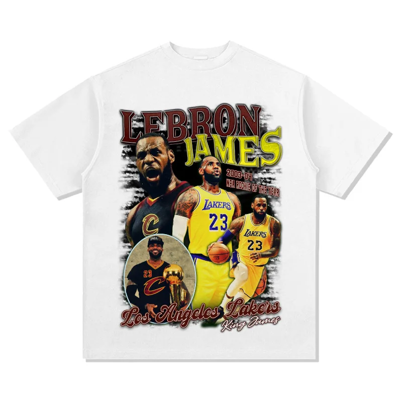 New Arrival basketball Stars Cotton T-Shirt  LeBron James Short SleeveCasual Adult Kids Teen Identical Casual T-Shirt