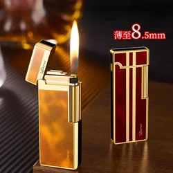 New Derui Ultra-thin Portable Metal Inflatable Lighter Windproof Grinding Wheel Side Slip Lighter High-end Men's Gift