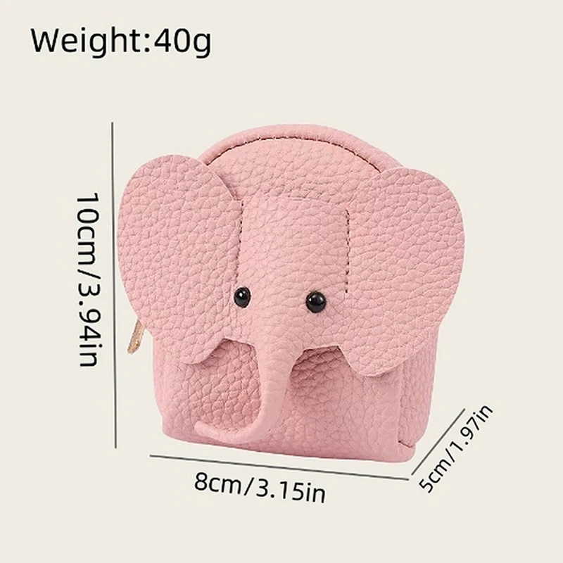 محفظة صغيرة ساحرة من الجلد الصناعي على شكل فيل مع حلقة مفاتيح للنساء، حقائب تخزين محمولة على طراز الرسوم المتحركة #5